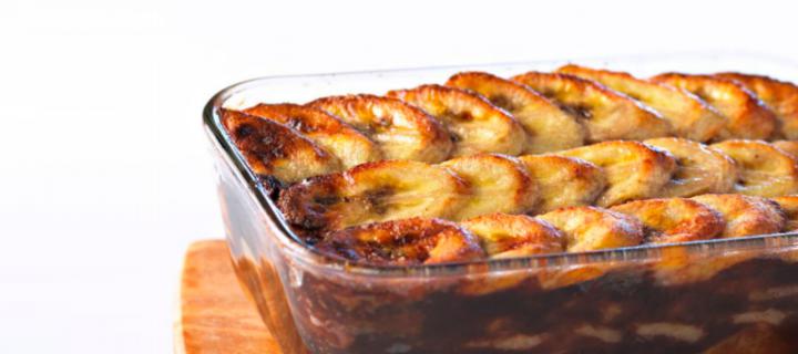 Gratin à la danette, poire et banane